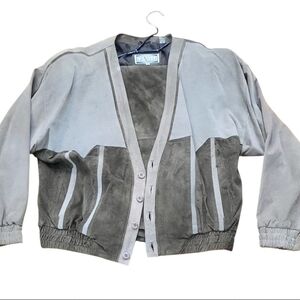 VINTAGE GENELLI  BOMBER STYLE LEATHER JACKET WITH FULL ZIPPER SIZE XL